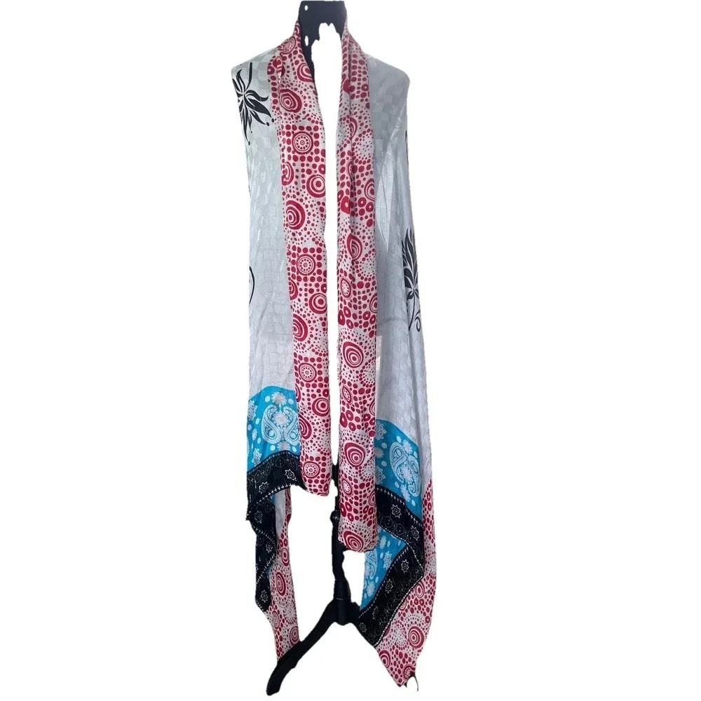 Art To Wear‎ Scarf Wrap Shawl Lightweight Floral Colorful Boho Festival Wrap